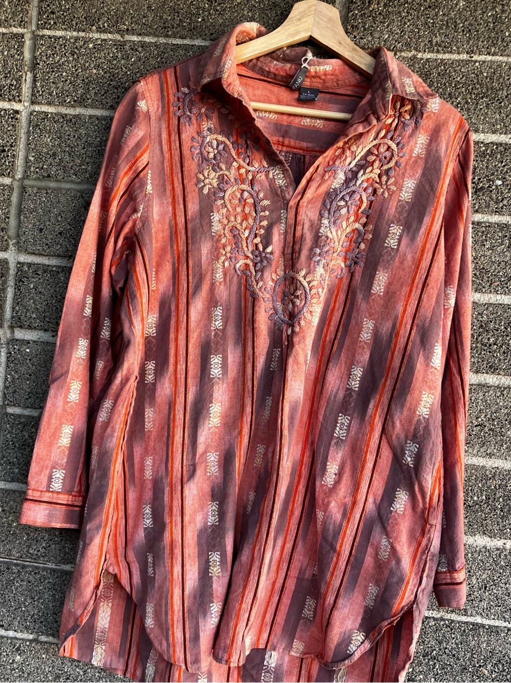 Hand embroidered cotton top